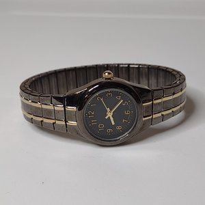 Dark Silver Tone Metal Stretch Watch